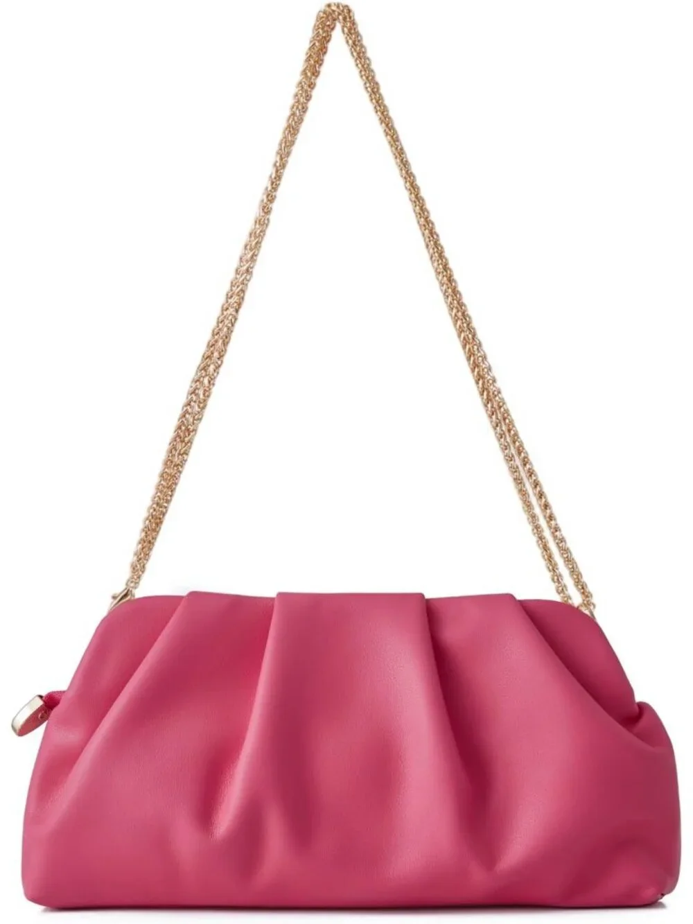 👜Women's Rose Leather Ruched Clutch Purse Detachable Metal Chain Crossbody Bag